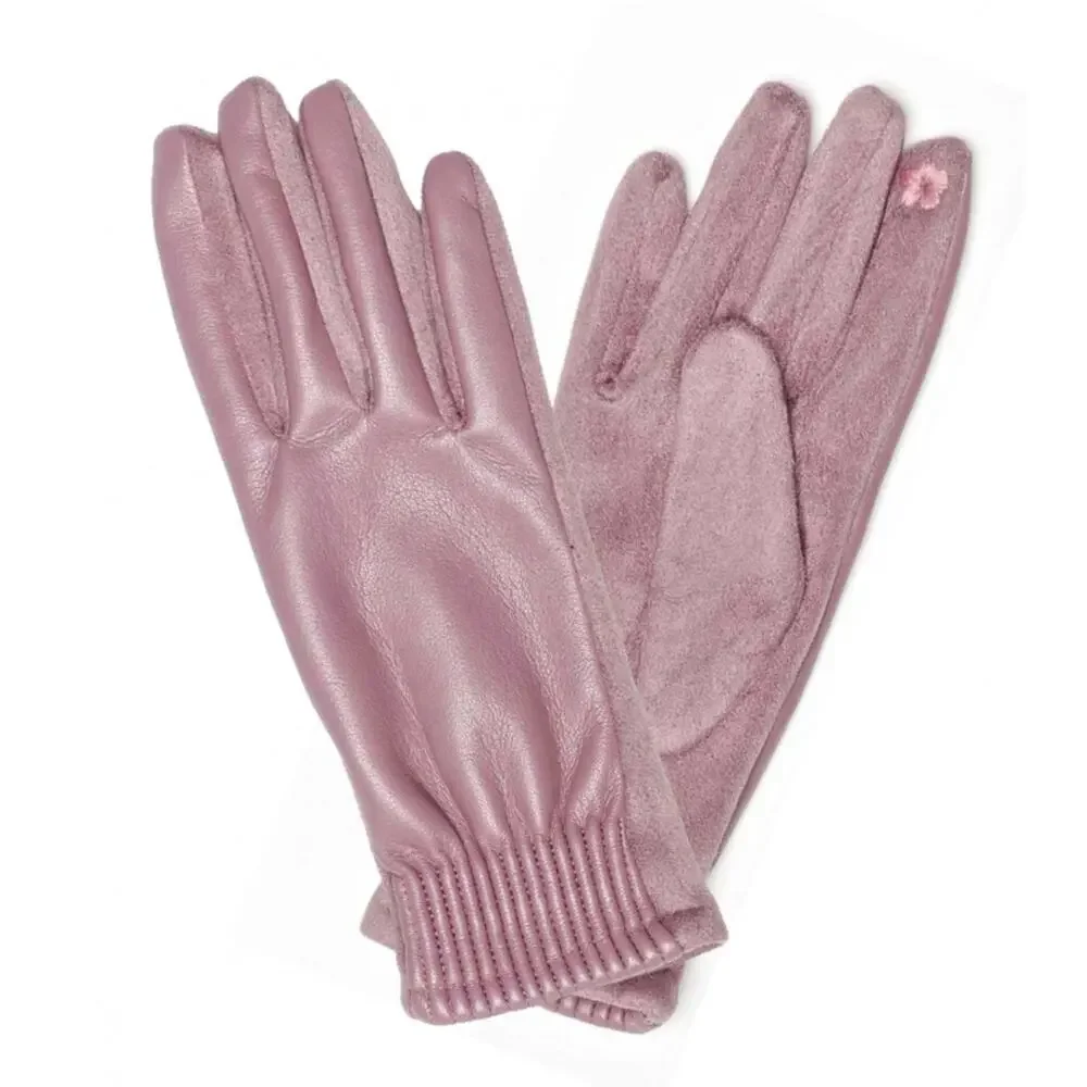 NWT Le Luxe Collection Women's Faux Leather Cinched Wrist Touch Screen Gloves